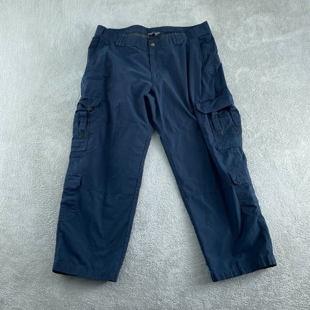 Mens 5.11 Tactical Series Navy Blue Cargo Pants W42/L30 Polyester 4200